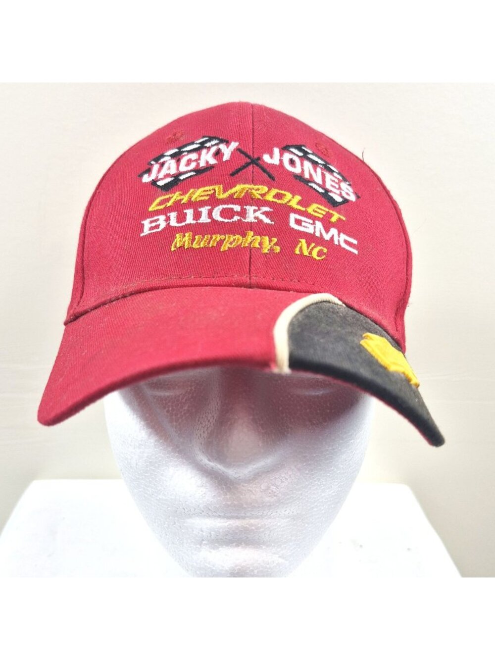 Vintage Jacky Jones Chevrolet Buick GMC Dealership Hat Cap Red Logo